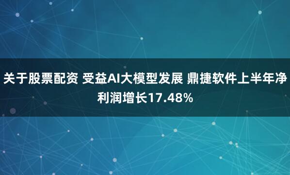关于股票配资 受益AI大模型发展 鼎捷软件上半年净利润增长17.48%
